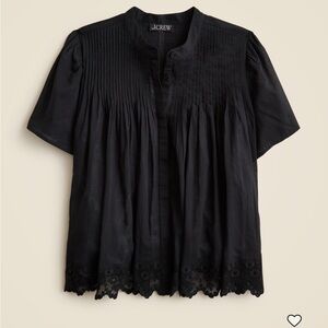 J. Crew Lace-trim pintuck top in cotton voile